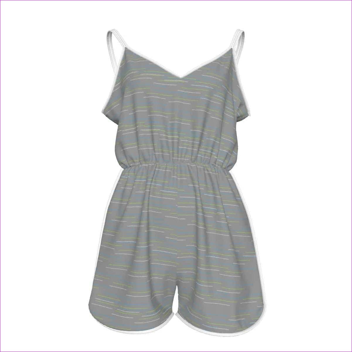 Linear Womens Spaghetti Strap Romper - grey - women's romper at TFC&H Co.