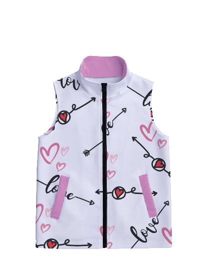 WHITE - Love in Motion Kid's Stand-up Collar Sleeveless Jacket - kids vest at TFC&H Co.