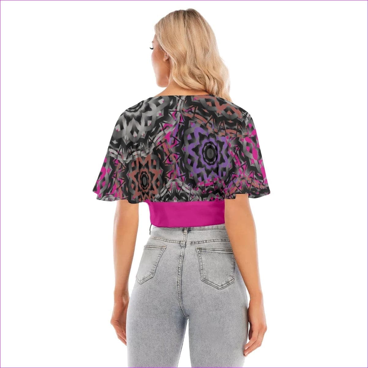 Mandala Graffiti Womens Bat Sleeve Crop Top - women's crop top at TFC&H Co.