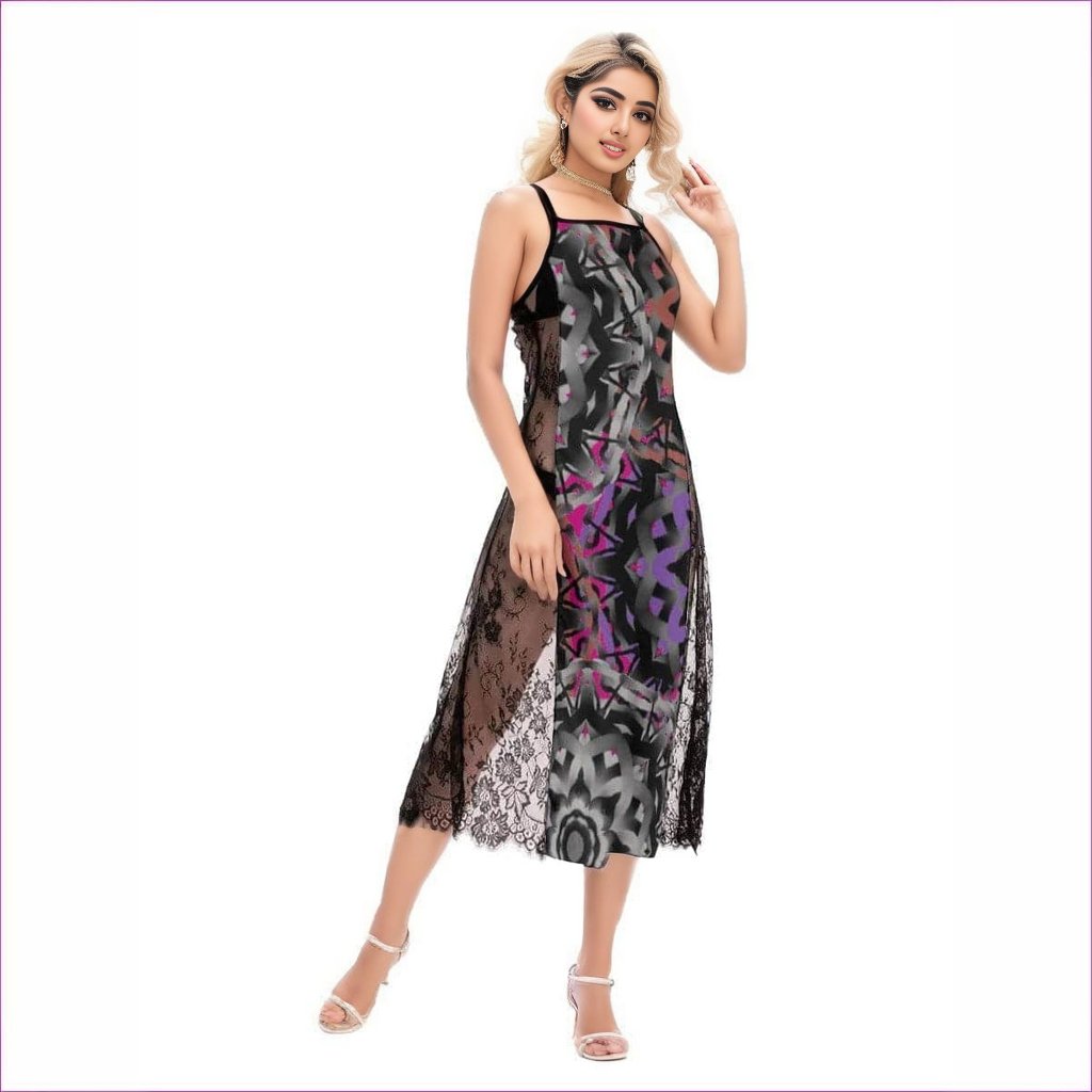 Mandala Graffiti Womens Lace Cami Cross Back Dress - women's dress at TFC&H Co.