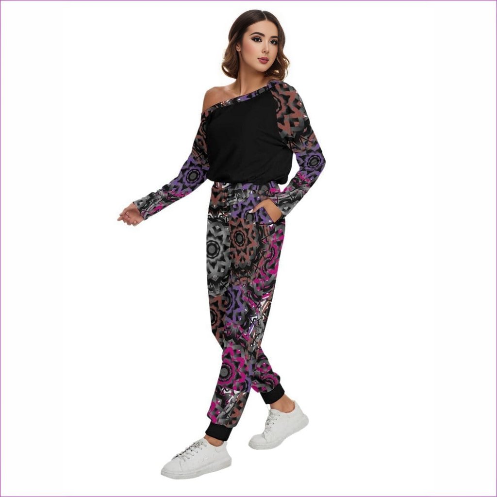 Mandala Graffiti Womens Off-Shoulder Jumpsuit - women's jumpsuit at TFC&H Co.