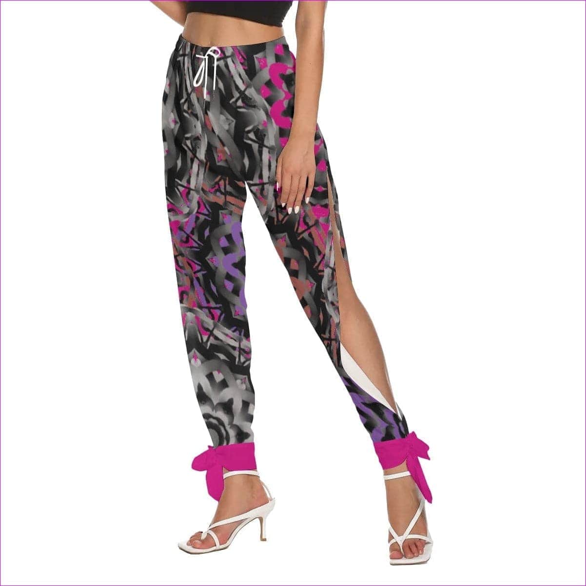 Mandala Graffiti Womens Side Seam Cutout Pants With Bottom Strap - women's pants at TFC&H Co.