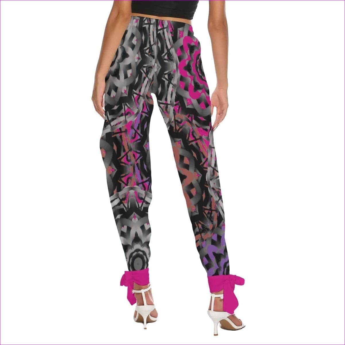 Mandala Graffiti Womens Side Seam Cutout Pants With Bottom Strap - women's pants at TFC&H Co.