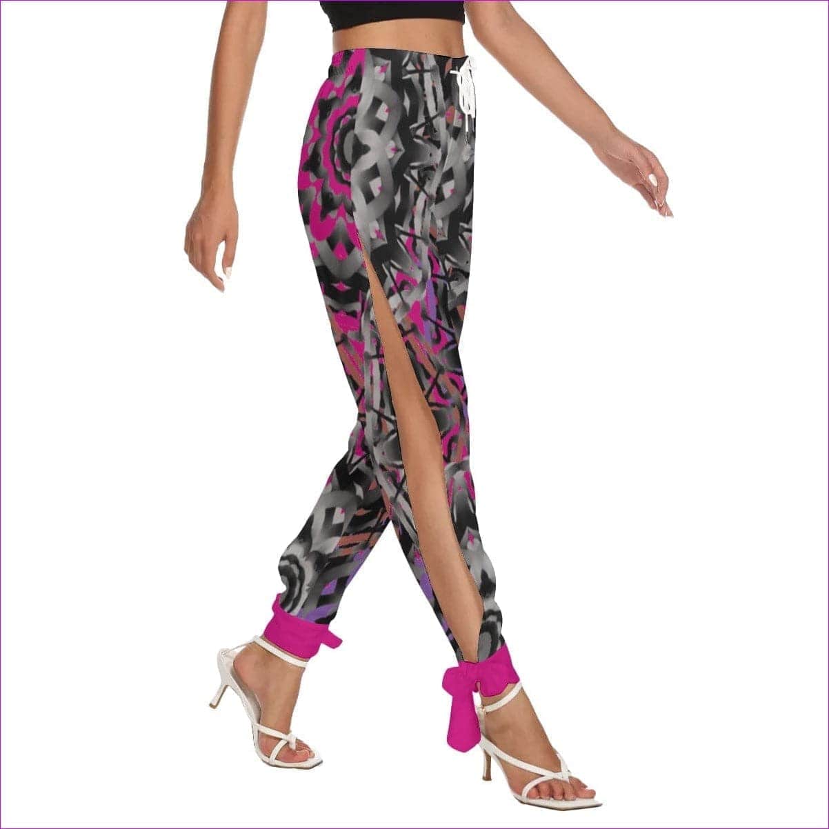 Mandala Graffiti Womens Side Seam Cutout Pants With Bottom Strap - women's pants at TFC&H Co.