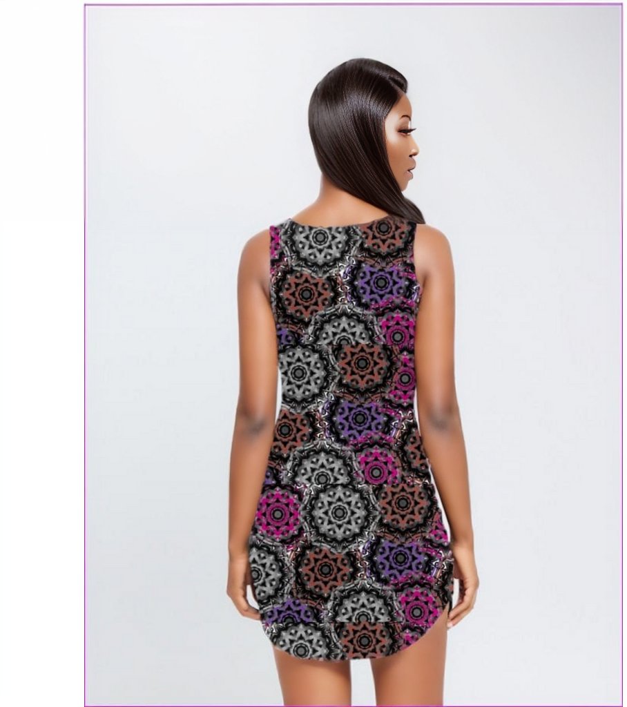 Mandala Graffiti Womens Square Neck Bodycon Dress - women's dress at TFC&H Co.