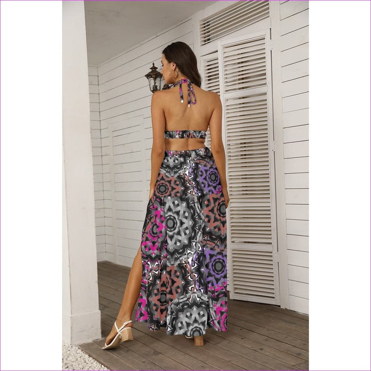Mandala Graffiti Womens Tie Back Wrap Dress - women's skirt set at TFC&H Co.