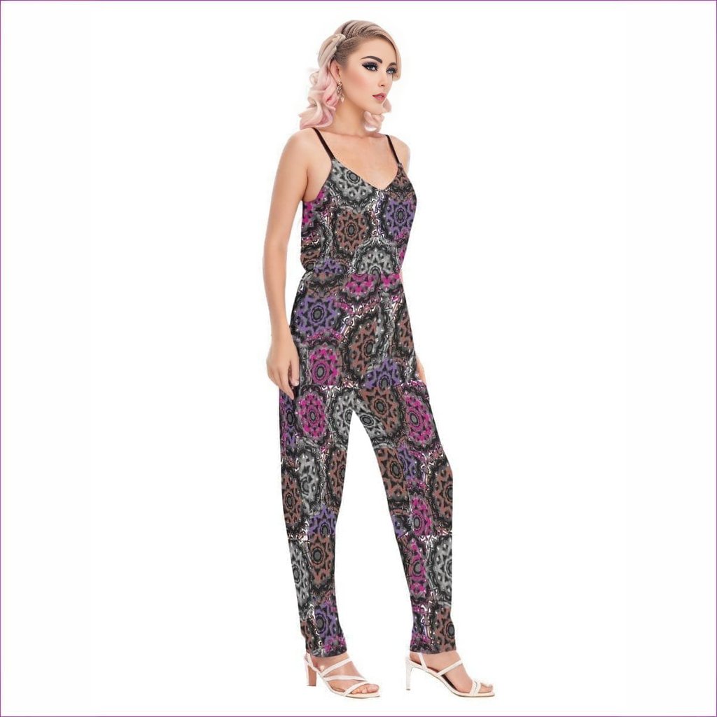 Mandala Graffiti Womens V-neck Cami Jumpsuit - women's jumpsuit at TFC&H Co.