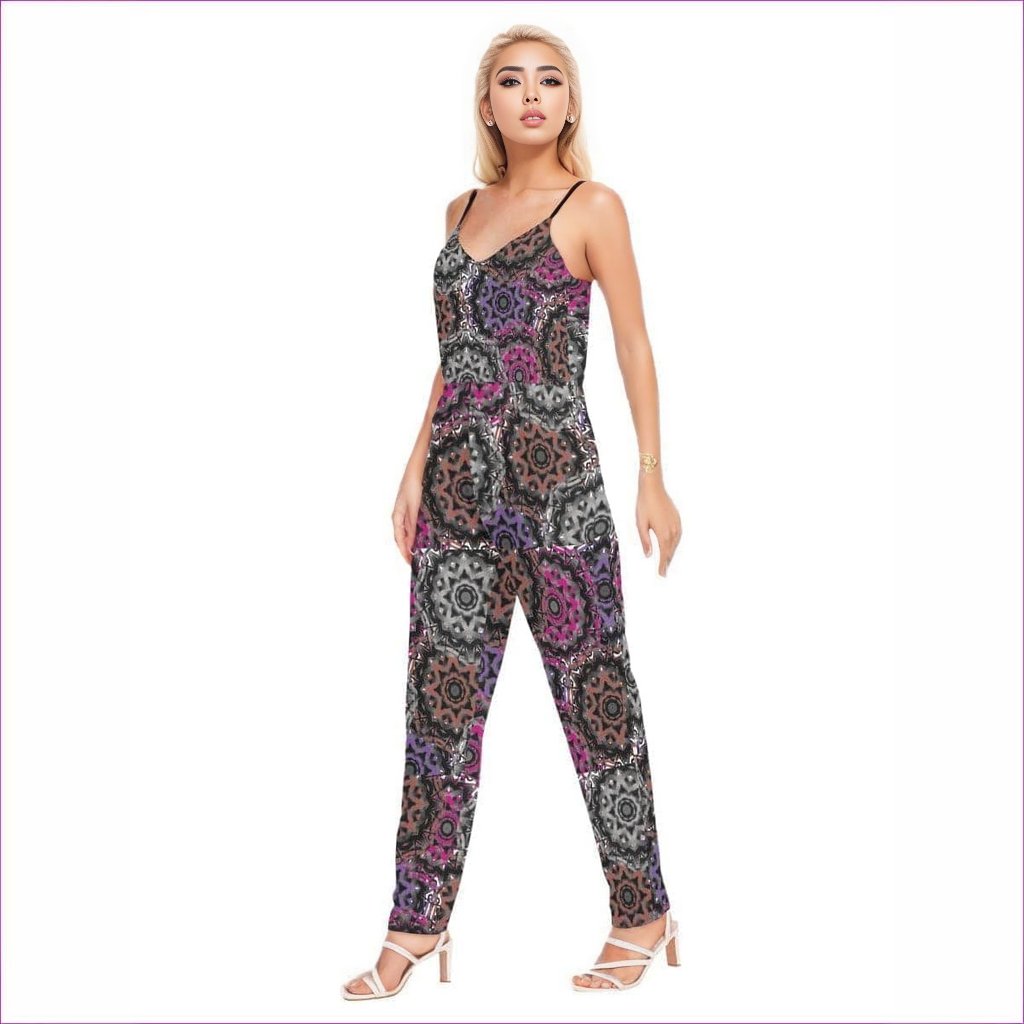 Mandala Graffiti Womens V-neck Cami Jumpsuit - women's jumpsuit at TFC&H Co.