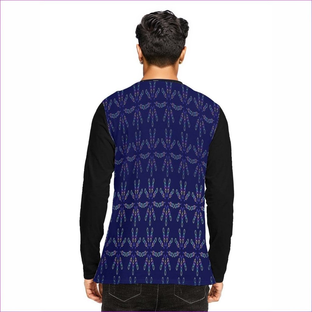 Mandala Men's Long Sleeve 100% Cotton Blue T-Shirt - Men's T-Shirts at TFC&H Co.