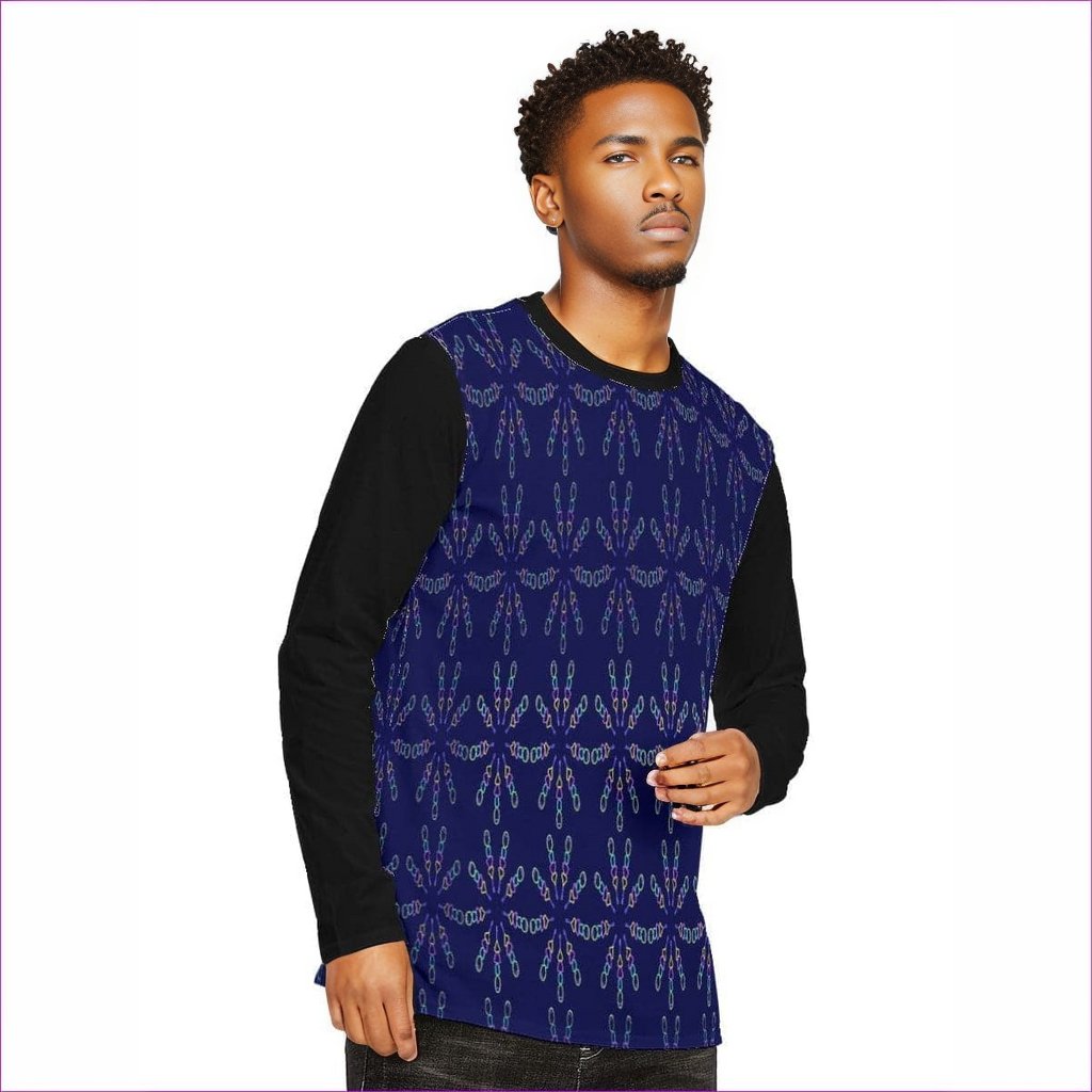 Blue Mandala Men's Long Sleeve 100% Cotton Blue T-Shirt - Men's T-Shirts at TFC&H Co.