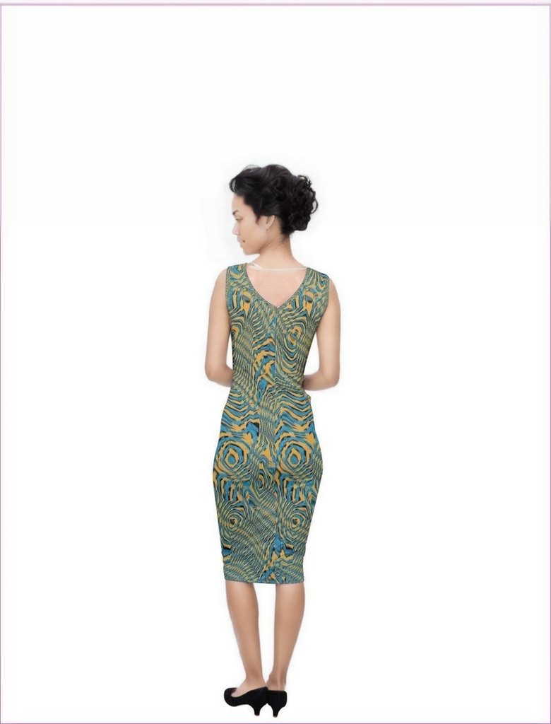 Marbled Marigold Sleeveless Pencil Dress - women's dress at TFC&H Co.