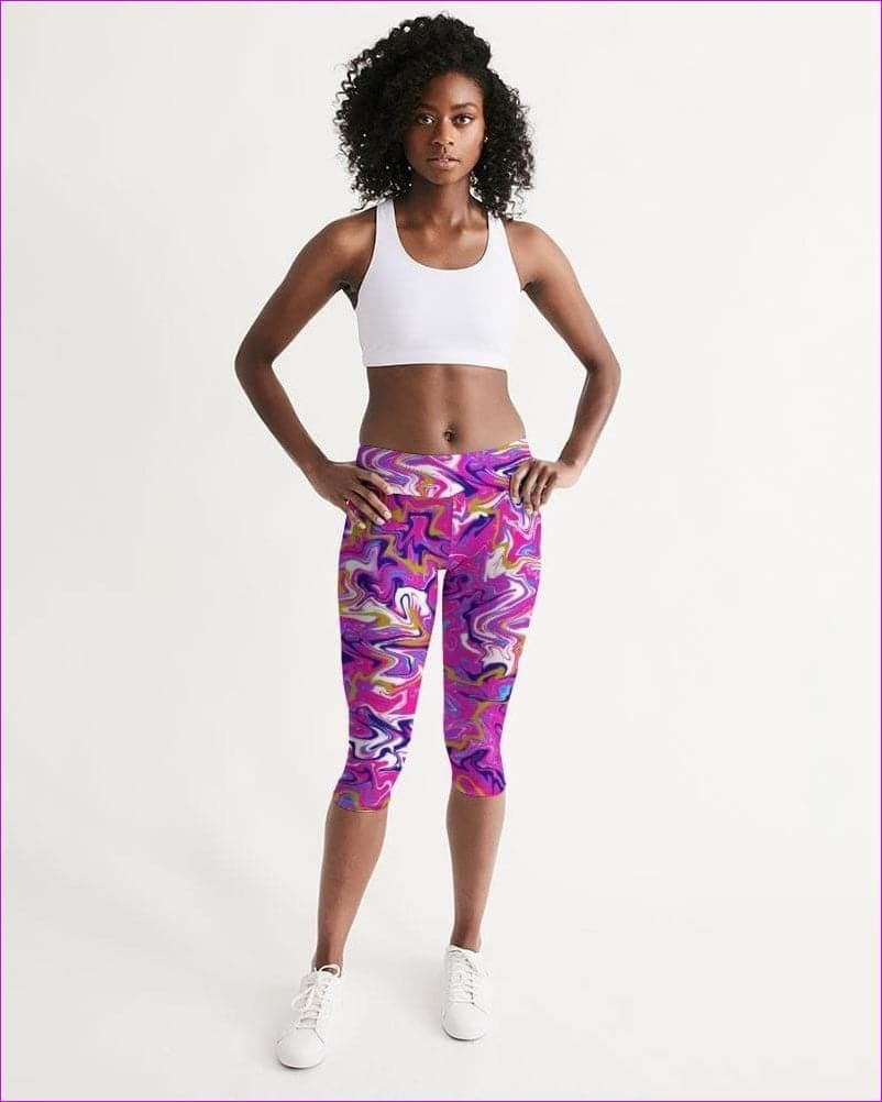 Marbled Pixie Womens Mid-Rise Capri - women's capri leggings at TFC&H Co.