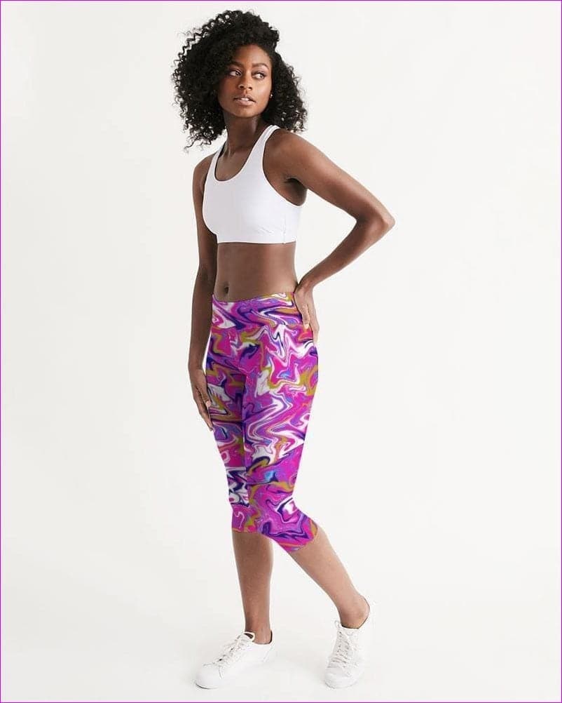 Marbled Pixie Womens Mid-Rise Capri - women's capri leggings at TFC&H Co.