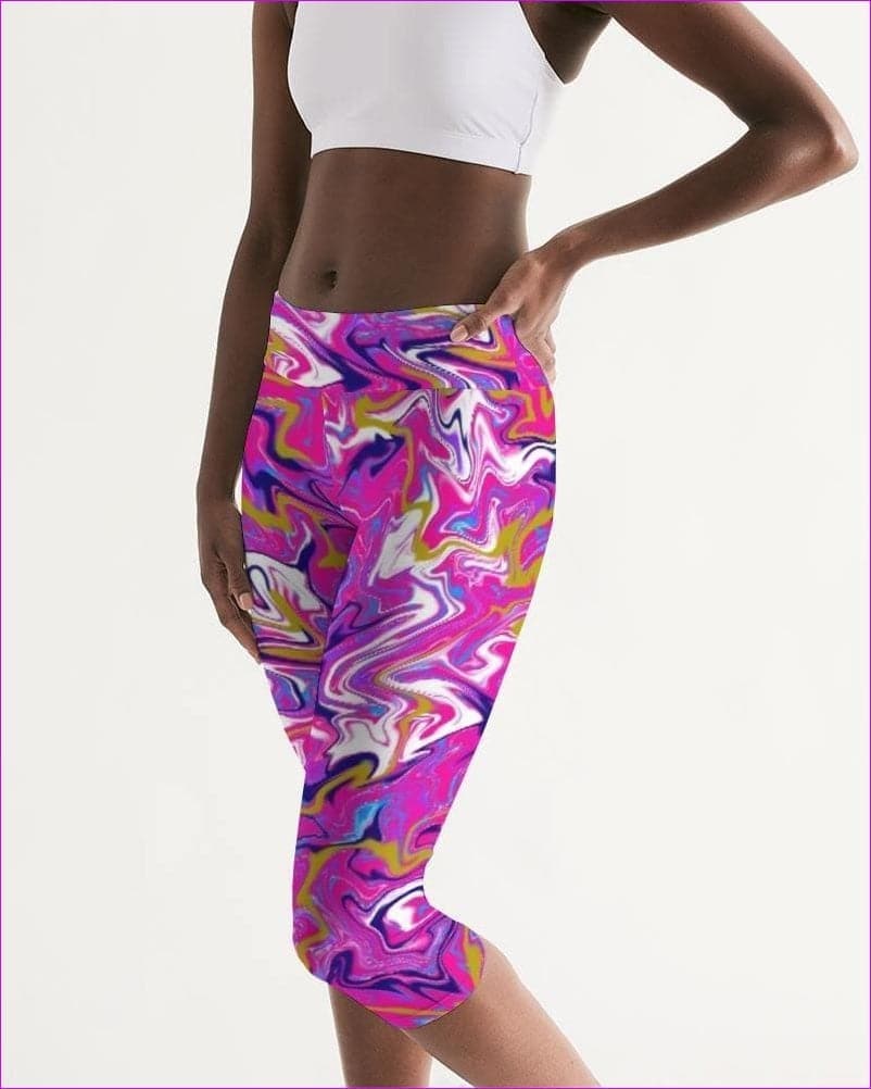 Marbled Pixie Womens Mid-Rise Capri - women's capri leggings at TFC&H Co.