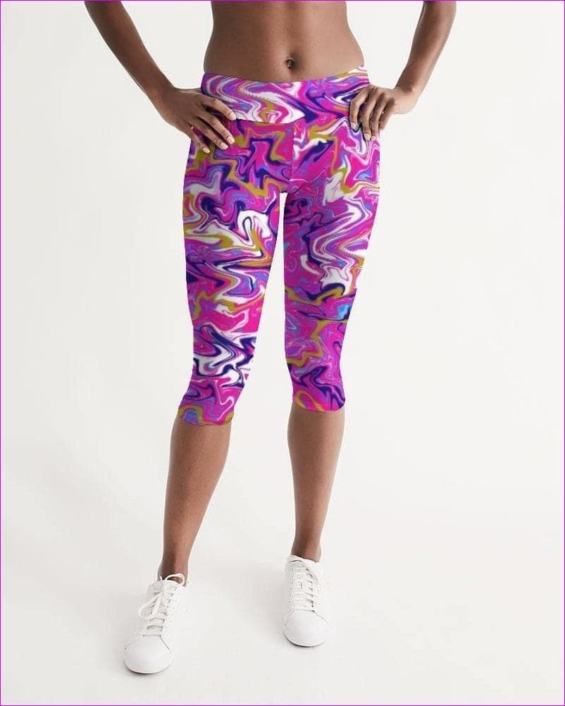 Marbled Pixie Womens Mid-Rise Capri - women's capri leggings at TFC&H Co.