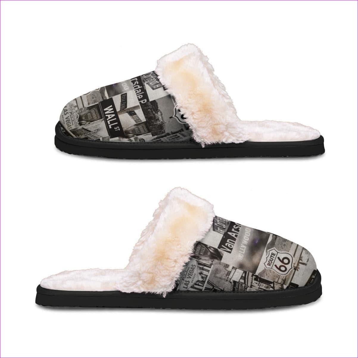multi-colored - Men's Greyed Streets Home Plush Slippers - mens slippers at TFC&H Co.