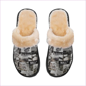 multi-colored 5-6 - Men's Greyed Streets Home Plush Slippers - mens slippers at TFC&H Co.