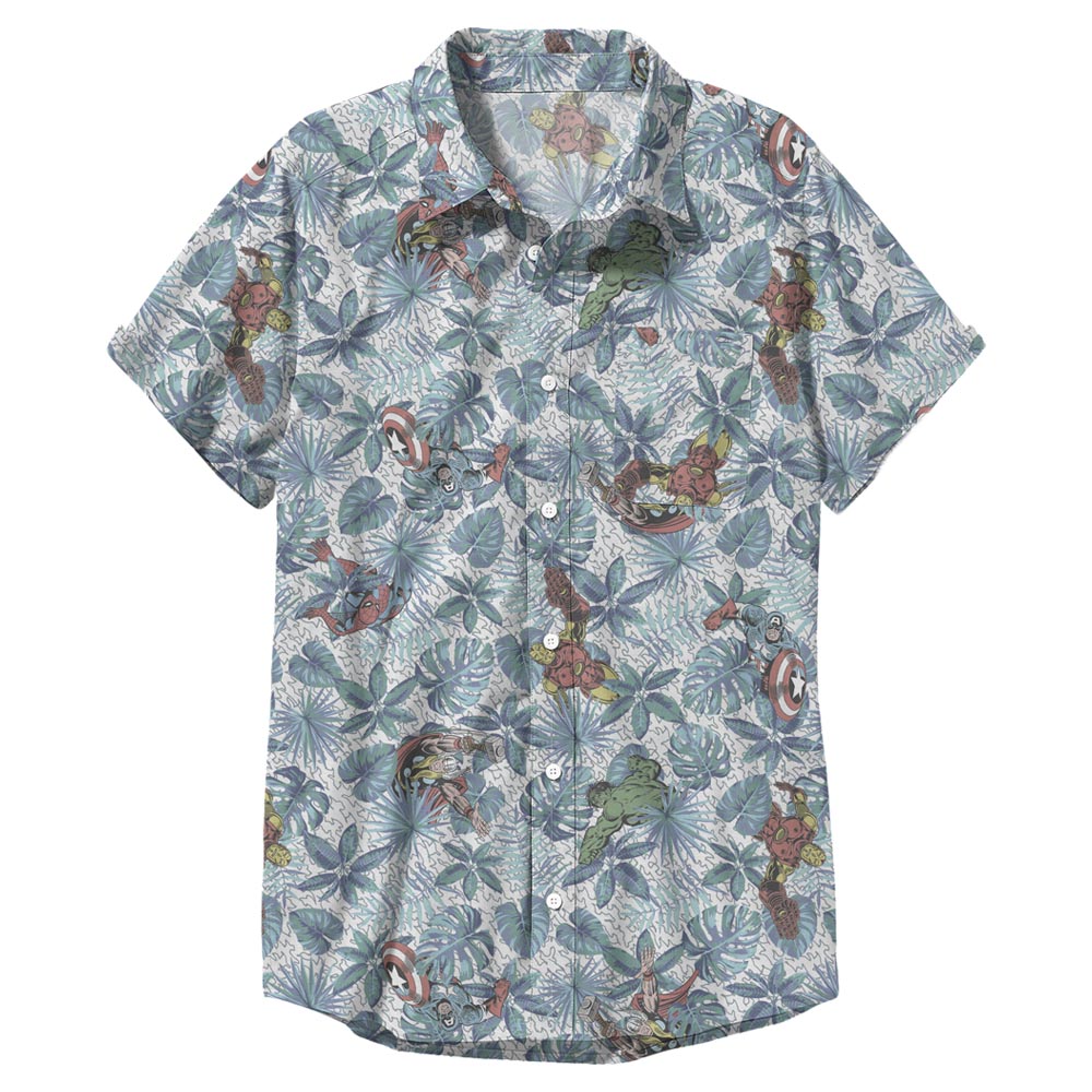 MULTI - Men's Marvel Avengers Button Up Woven - Ships from The US - Button Up Woven Shirt at TFC&H Co.
