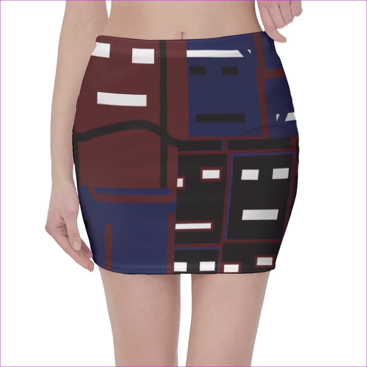 Multi-colored Metal Mask Hip Skirt - women's skirt at TFC&H Co.