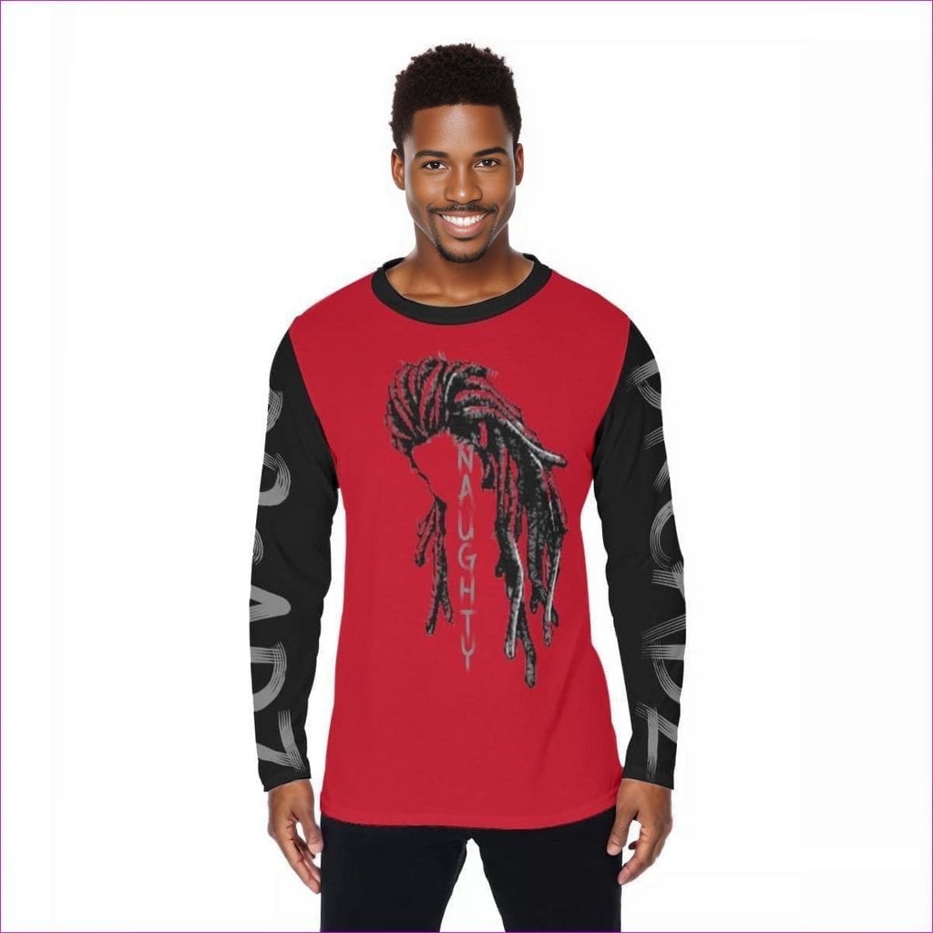 red Naughty Dreadz Long Sleeve T-Shirt - Red - men's t-shirt at TFC&H Co.