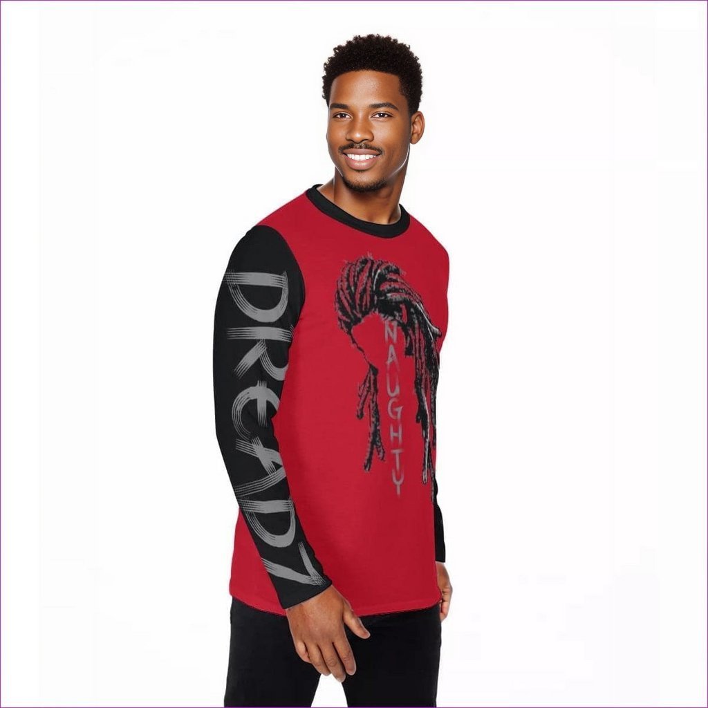 Naughty Dreadz Long Sleeve T-Shirt - Red - men's t-shirt at TFC&H Co.