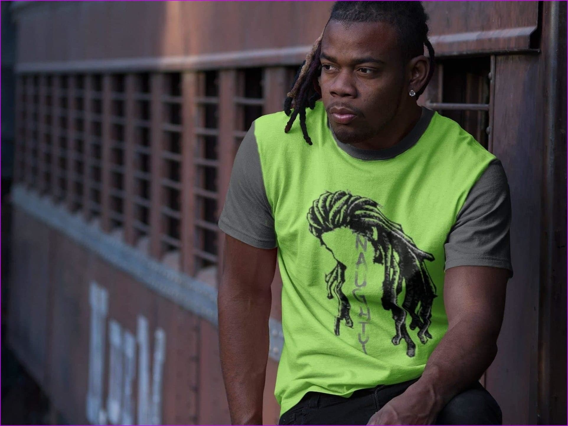 Lime - Naughty Dreadz Men's O-Neck T-Shirt | 100% Cotton - Mens T-Shirts at TFC&H Co.