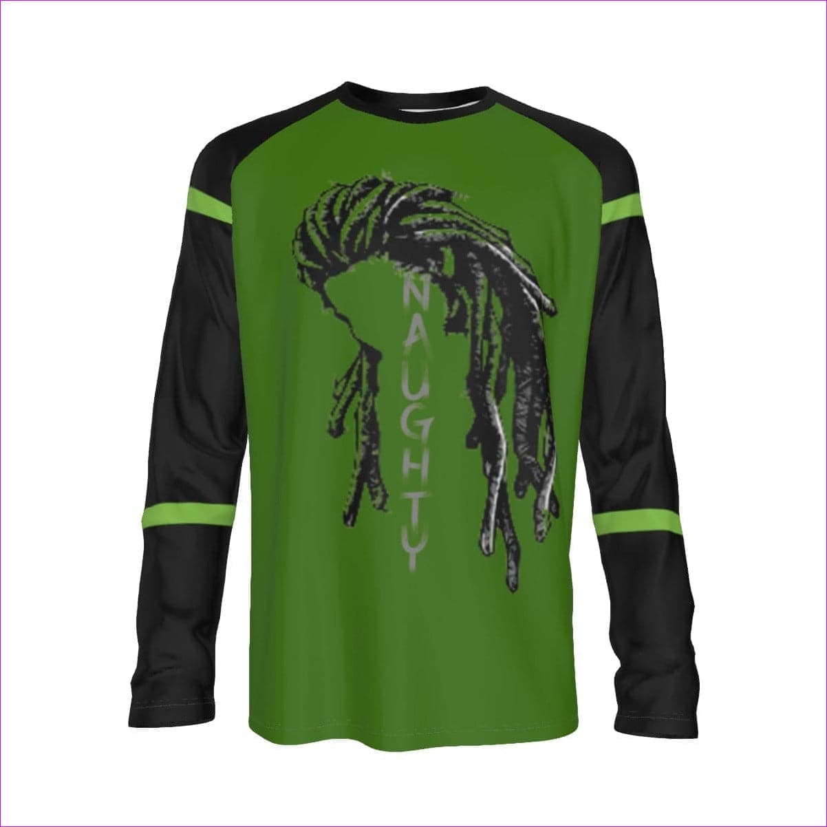 Green - Naughty Dreadz Men's Raglan Long Sleeve T-shirt | 100% Cotton - Mens T-Shirts at TFC&H Co.