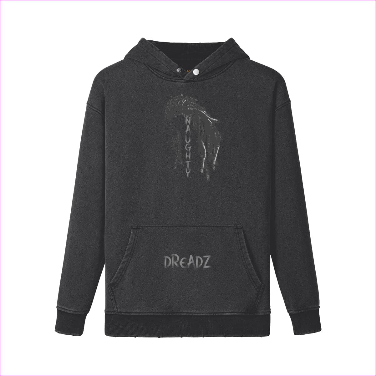 Snow Wash - Naughty Dreadz Snow Wash Button Collar Hoodie - mens hoodie at TFC&H Co.