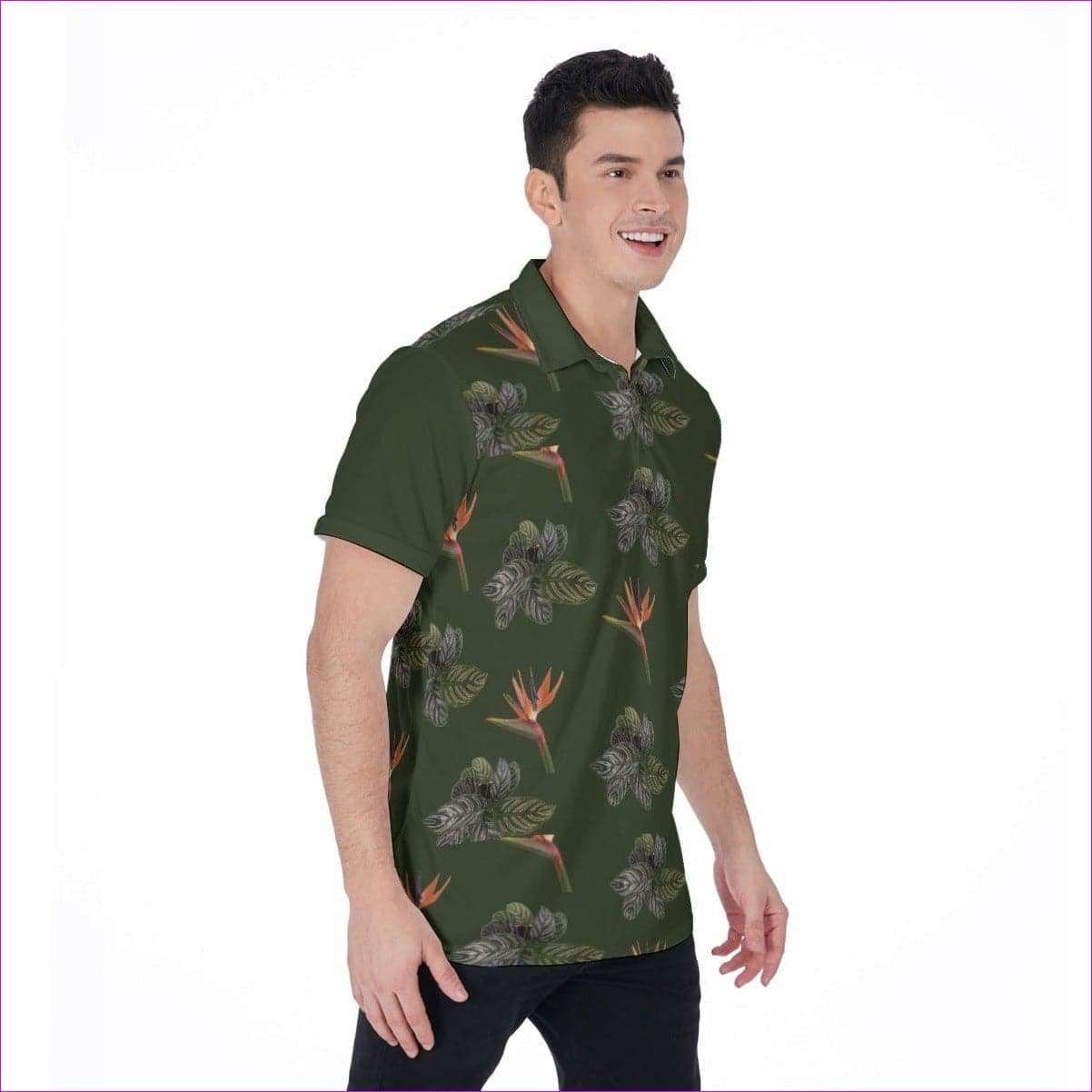 Paradise Men's Army Green Polo Shirt - men's polo shirt at TFC&H Co.