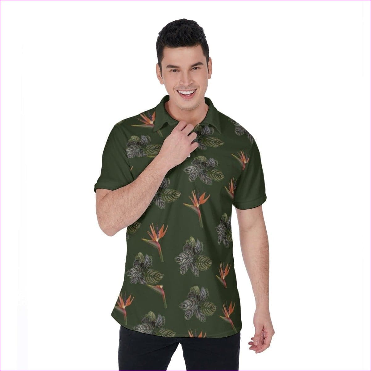 army green Paradise Men's Army Green Polo Shirt - men's polo shirt at TFC&H Co.