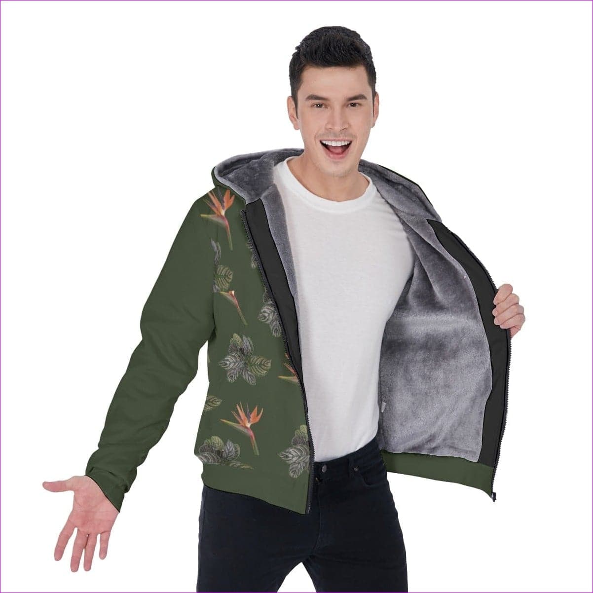 Paradise Men's Sherpa Fleece Zip Up Hoodie - men's sherpa hoodie at TFC&H Co.