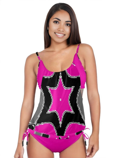 - Pink Star Tankini Set - womens one piece swimsuit at TFC&H Co.
