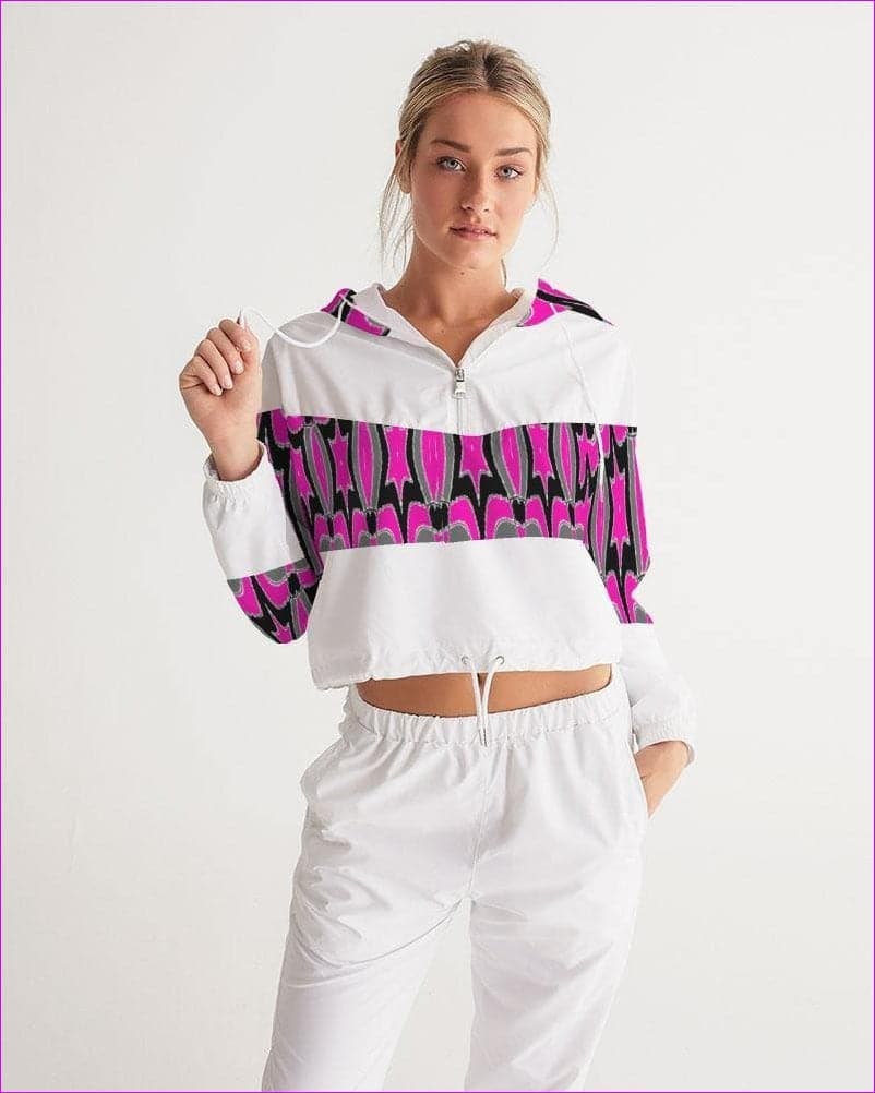 Pink Star Womens Cropped Windbreaker - women's cropped windbreaker at TFC&H Co.