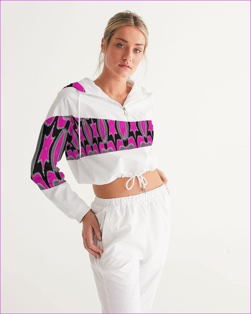 Pink Star Womens Cropped Windbreaker - women's cropped windbreaker at TFC&H Co.