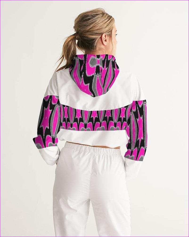 Pink Star Womens Cropped Windbreaker - women's cropped windbreaker at TFC&H Co.