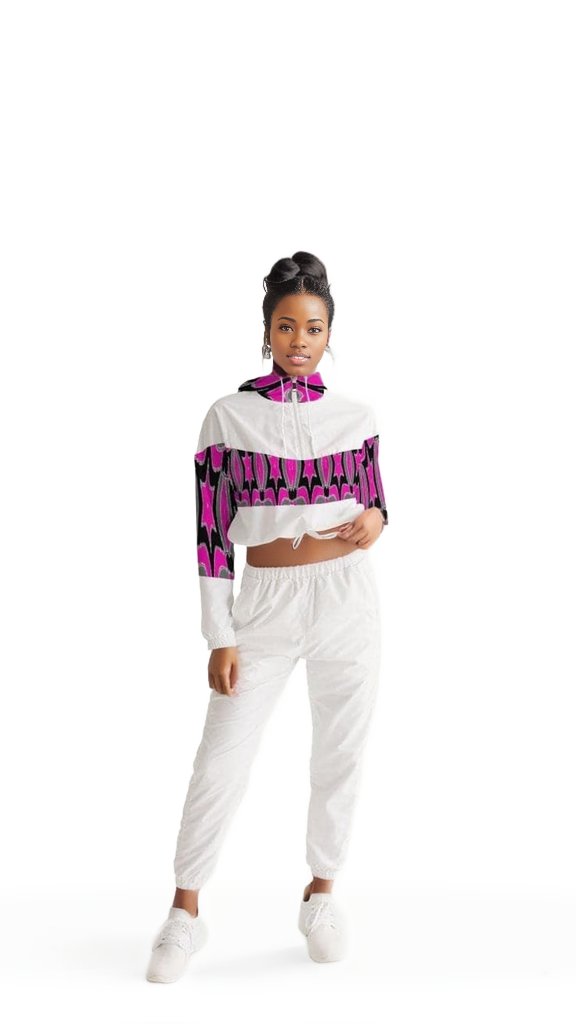 Pink Star Womens Cropped Windbreaker - women's cropped windbreaker at TFC&H Co.