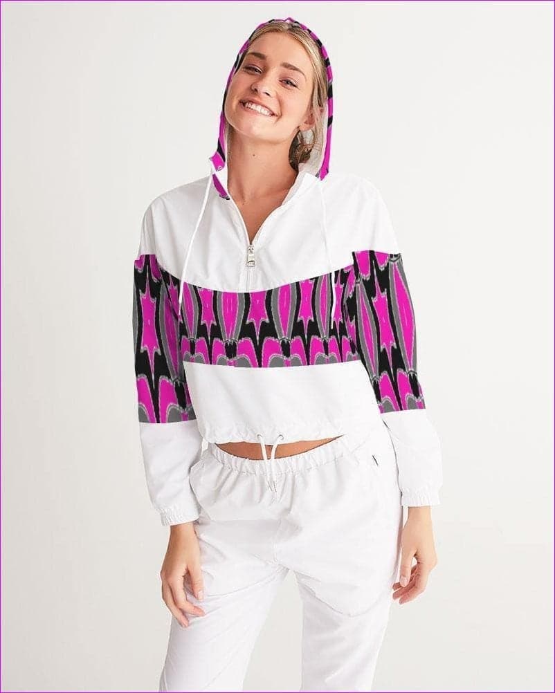 Pink Star Womens Cropped Windbreaker - women's cropped windbreaker at TFC&H Co.