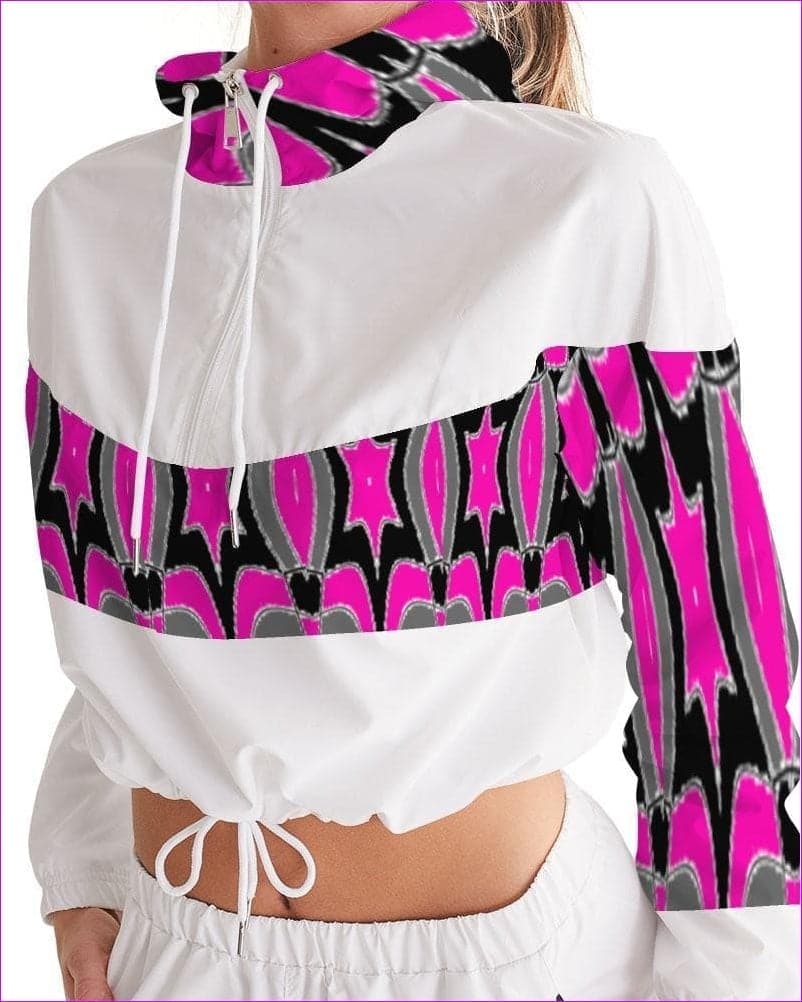 Pink Star Womens Cropped Windbreaker - women's cropped windbreaker at TFC&H Co.