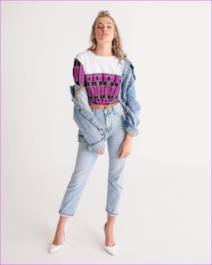 Pink Star Womens Twist-Front Cropped Tee - women's crop top at TFC&H Co.