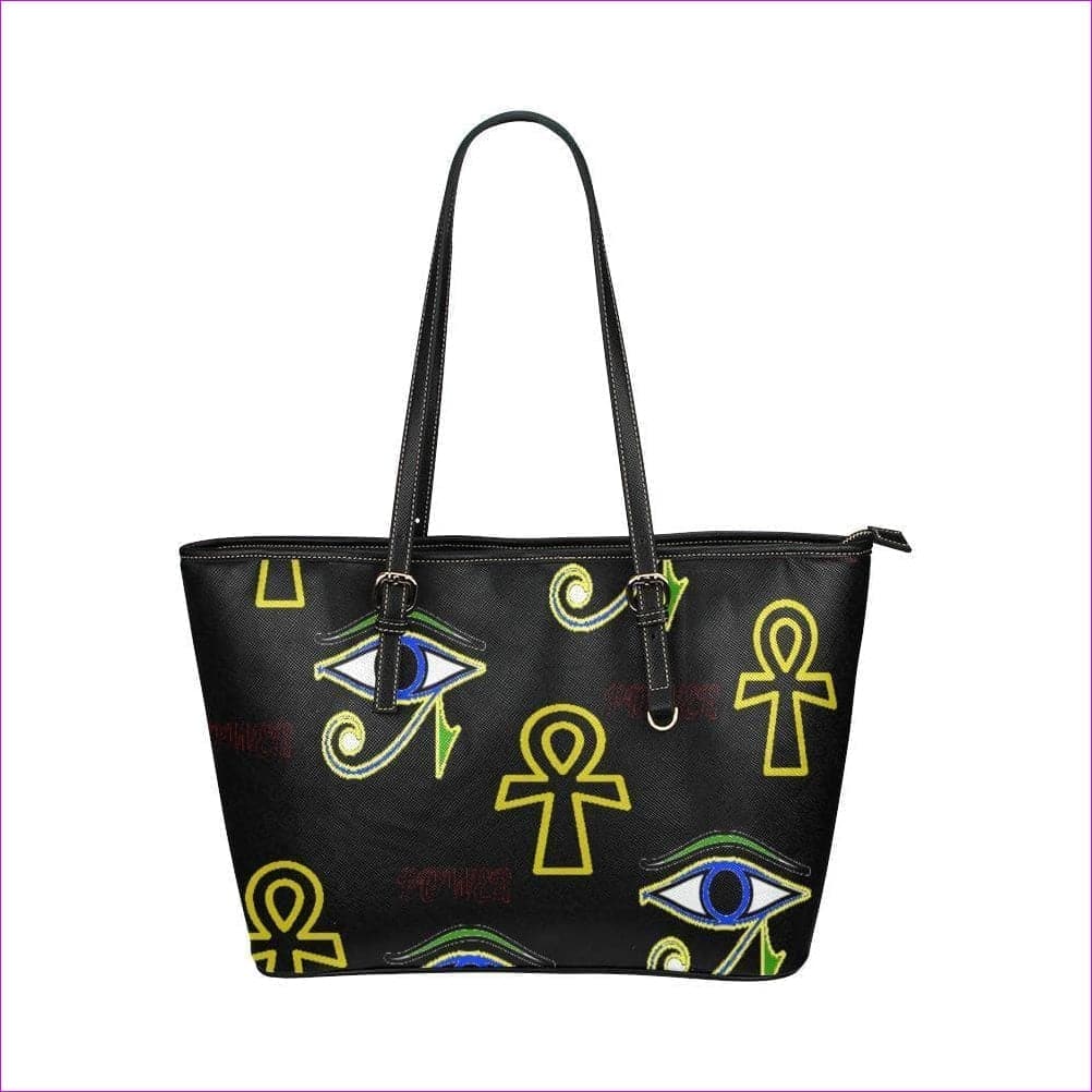 One Size Power Leather Tote Bag (Model 1651) (Big) Power Clothing Leather Tote - handbag at TFC&H Co.