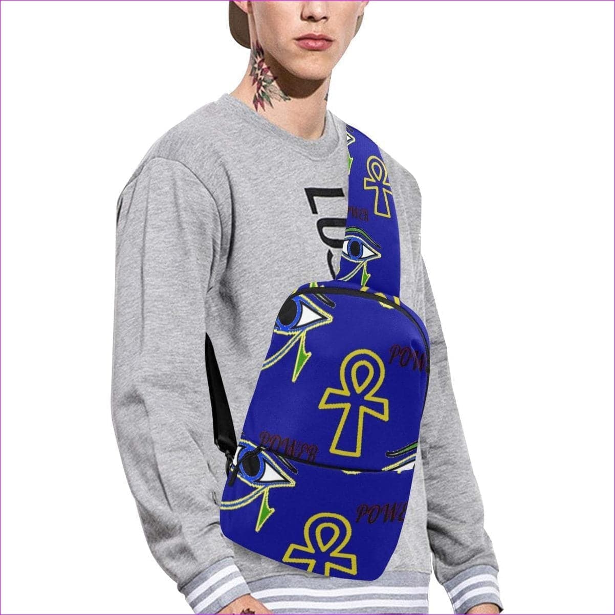 One Size Power - Blue Men's Chest Bag (Model 1678) Power Clothing Men's Chest Bag - chest bag at TFC&H Co.