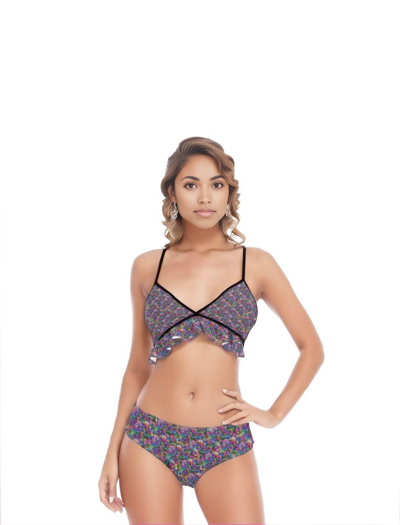 Psy-Rose Womens Bikini Swimsuit With Ruffle Hem - women's bikini set at TFC&H Co.