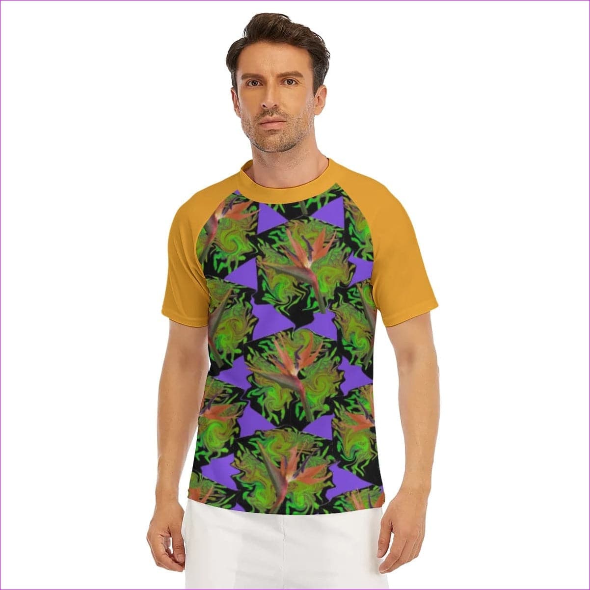Psychedelic Paradise Men's Tight Surf Shirt With Half Sleeves - men's surf tee at TFC&H Co.