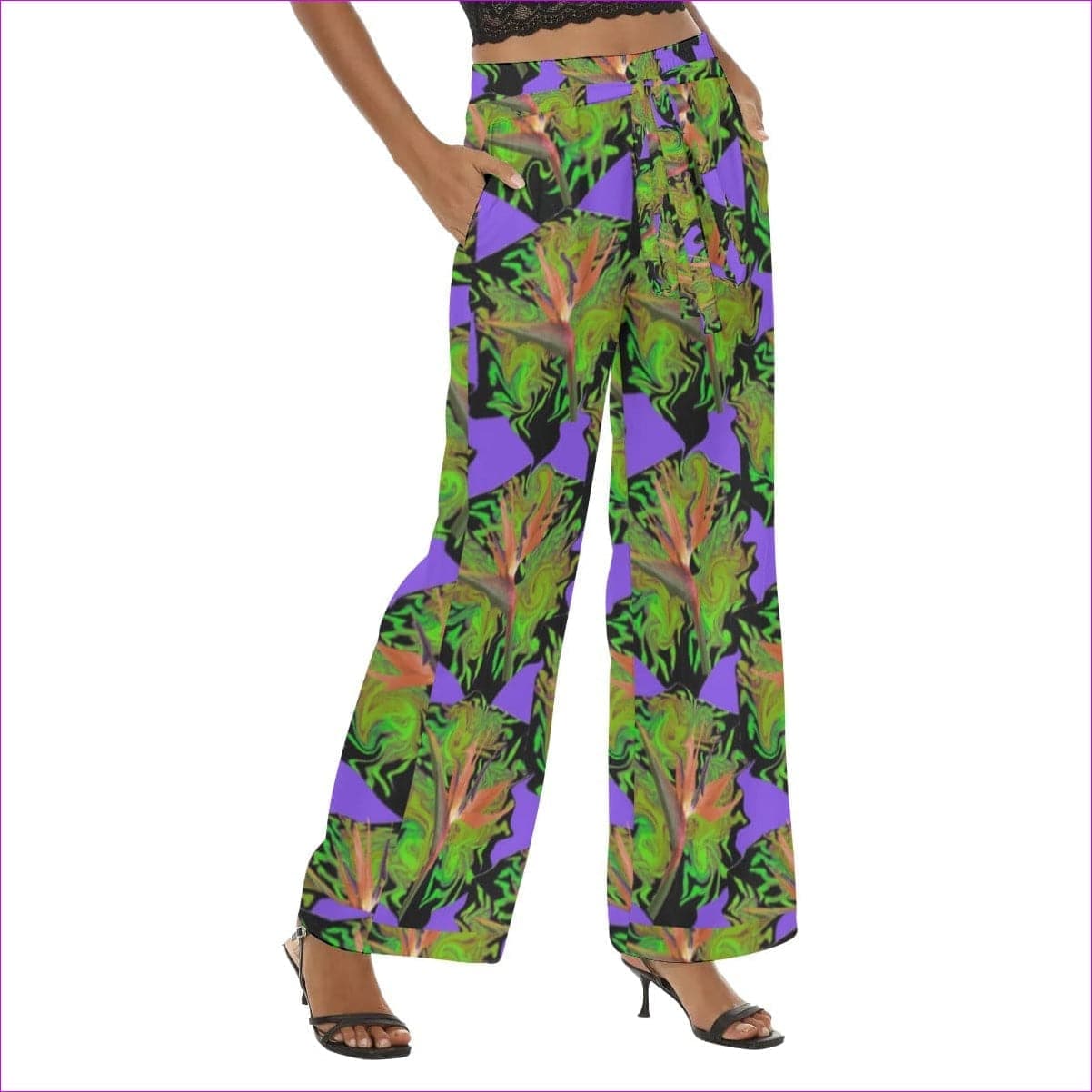 Psychedelic Paradise Womens Casual Straight-leg Pants - women's straight leg pants at TFC&H Co.