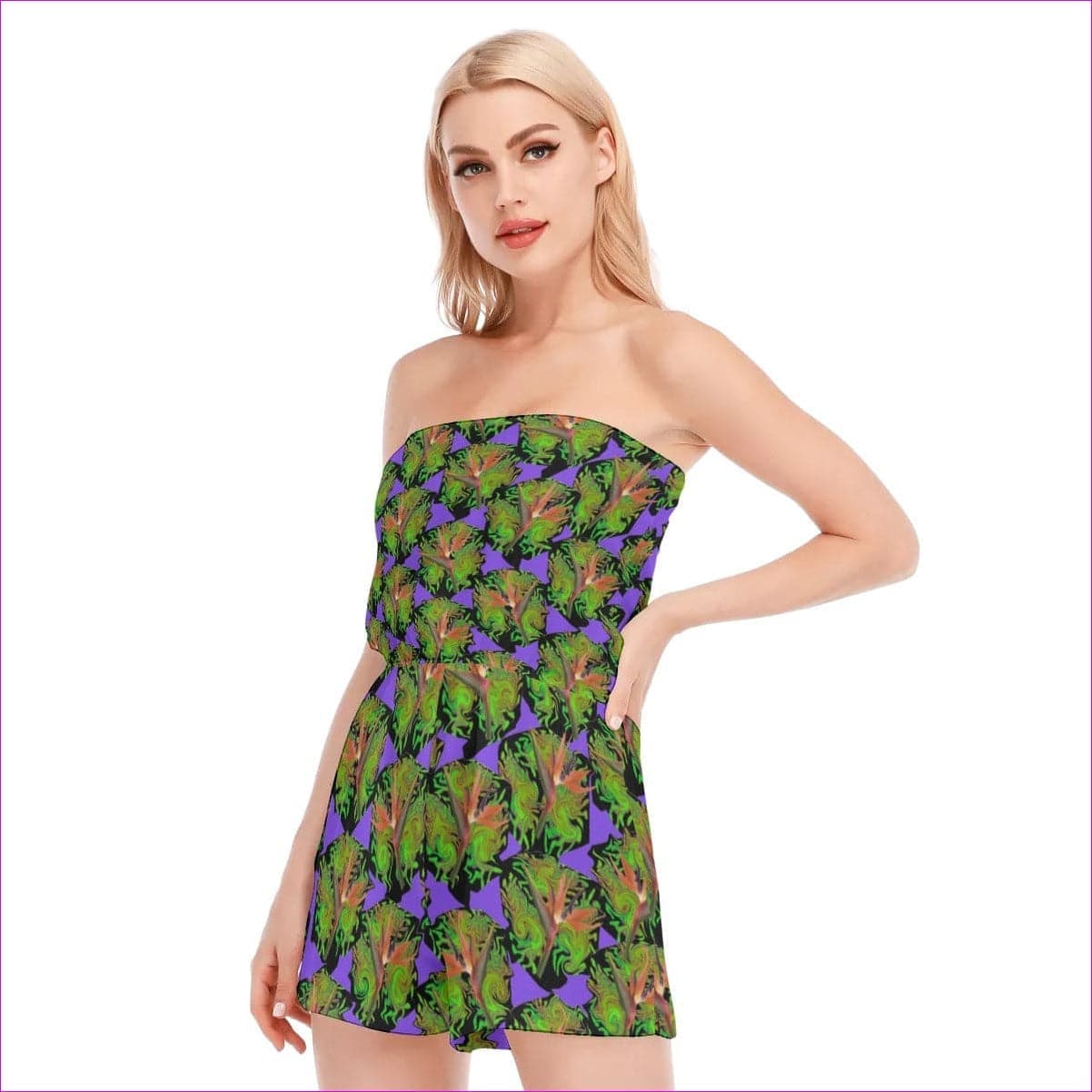 Psychedelic Paradise Womens Tube Top Romper - women's romper at TFC&H Co.