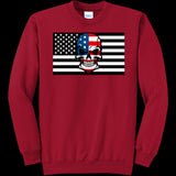 UNISEX CREWNECK SWEATSHIRT RED - Skull Flag Men's Crewneck Sweatshirt - Ships from The US - mens sweatshirt at TFC&H Co.