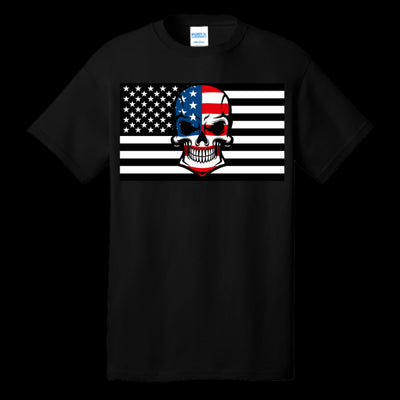 MENS T-SHIRT BLACK - Skull Flag Men's Cotton Crew Neck Tee - Ships from The US - mens t-shirt at TFC&H Co.