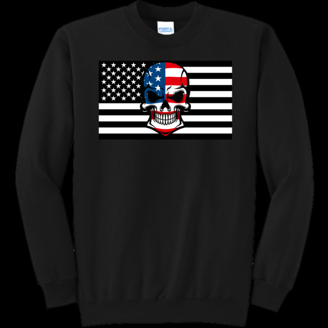 UNISEX CREWNECK SWEATSHIRT BLACK - Skull Flag Men's Crewneck Sweatshirt - Ships from The US - mens sweatshirt at TFC&H Co.