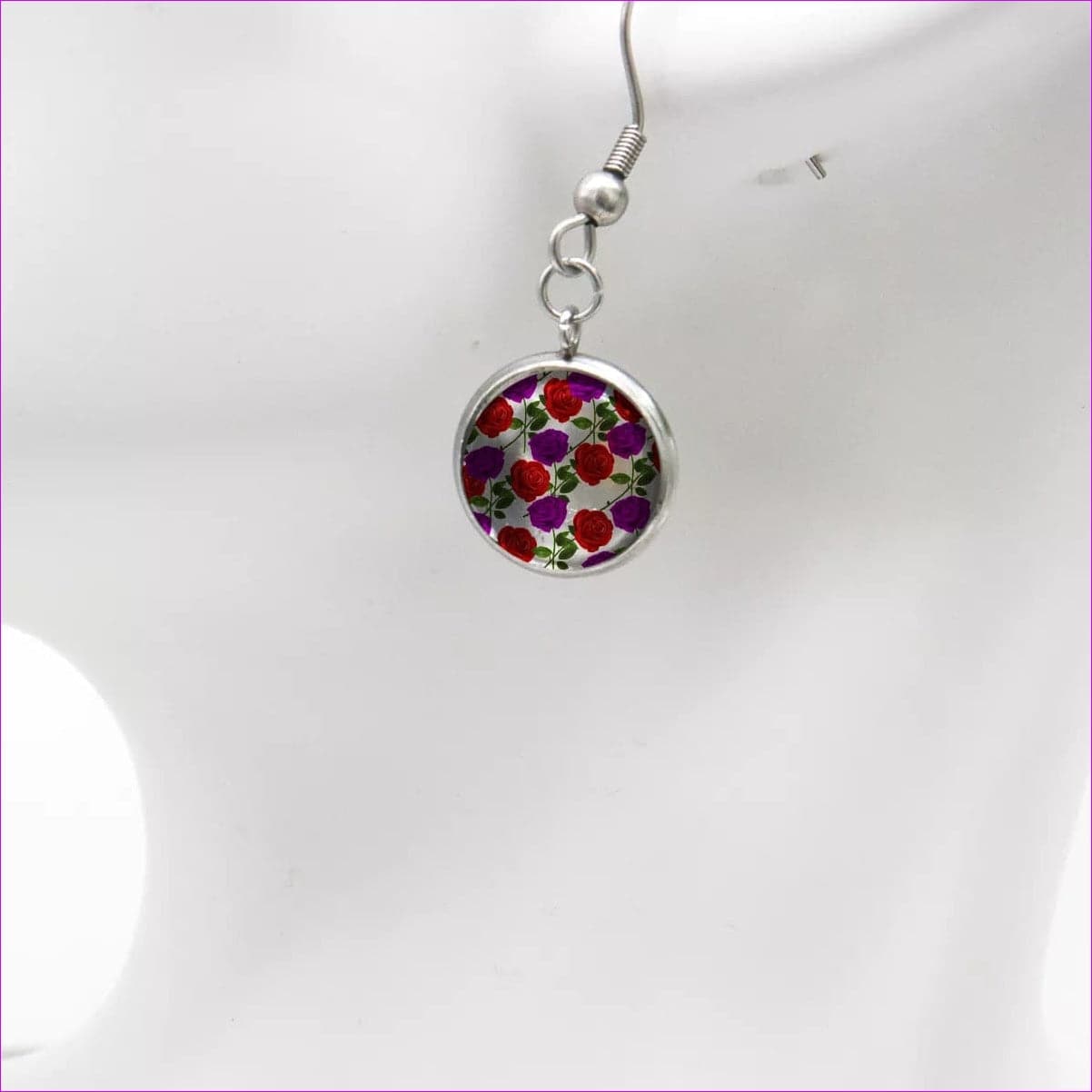 U White Red Rose Purp Earrings - earrings at TFC&H Co.