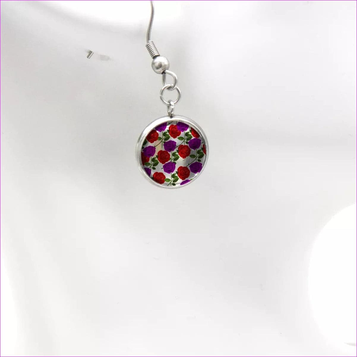 Red Rose Purp Earrings - earrings at TFC&H Co.